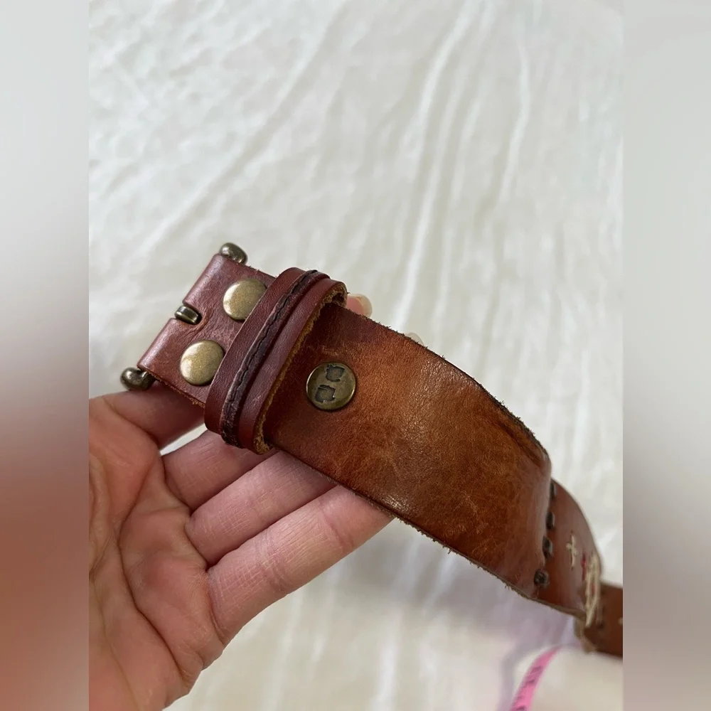 Bed Stu | Men’s SZ 32 |Belt Brown Embroidered Braided Patch Stitch Brass Buckle